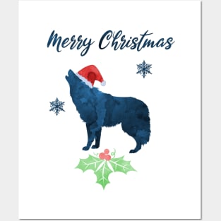 Christmas Wolf Posters and Art